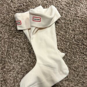 Hunter Cream Casual Socks with Ribbed Knit